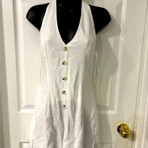 White Halter Button-Down romper